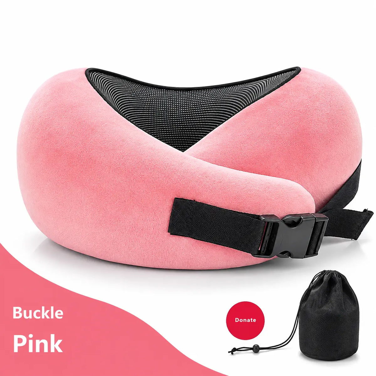Memory Foam Travel Neck Pillow with Adjustable 360° Neck Support
