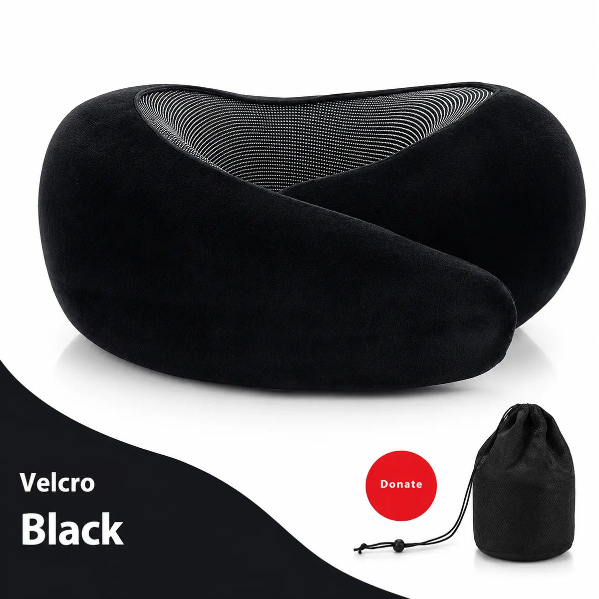 Memory Foam Travel Neck Pillow with Adjustable 360° Neck Support