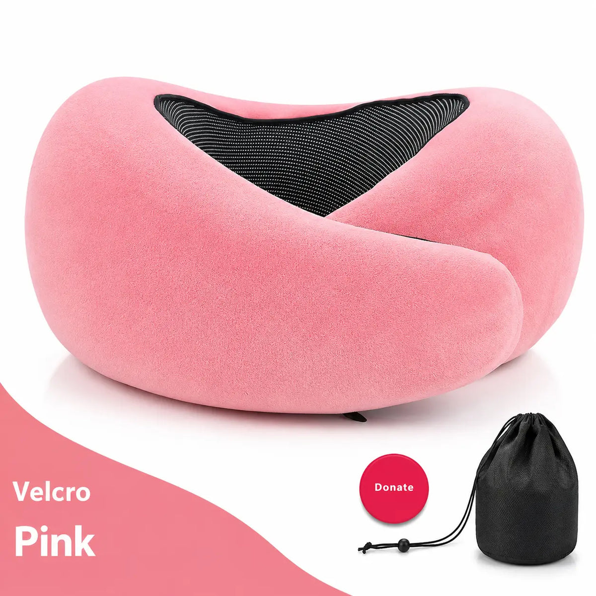 Memory Foam Travel Neck Pillow with Adjustable 360° Neck Support